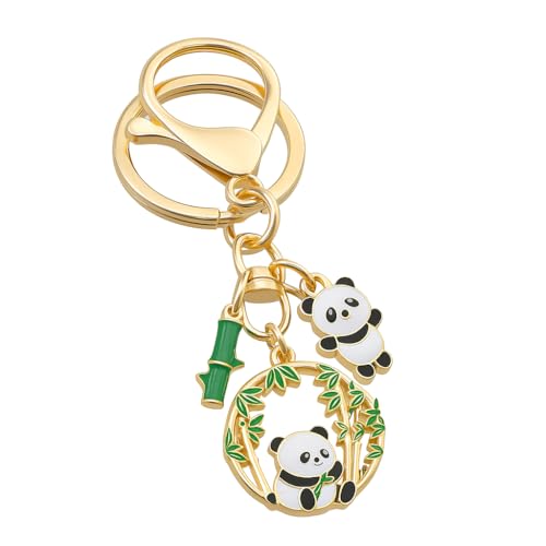Porte-Clés Panda – Porte-Cléf Animal et Charme de Sac pour Femmes avec Décorations Bambou, Cadeaux de Porte-Clé Mignons pour Amatrices de Pandas