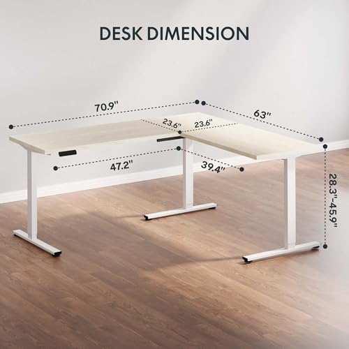 Image of SANODESK 71x63 Electric L-Shaped Corner Standing Desk with Storage