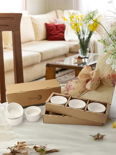 DOWAN Ramekins Set of 6, 4 oz Porcelain Soufflé Dishes for Creme Brulee & Muffin & Pudding, Baking Dishes for Air Fryer & Oven, Mini Bowl for Dips, Sauces, Snacks and Fruits, Ø 9.0cm- Soft White - Image 9