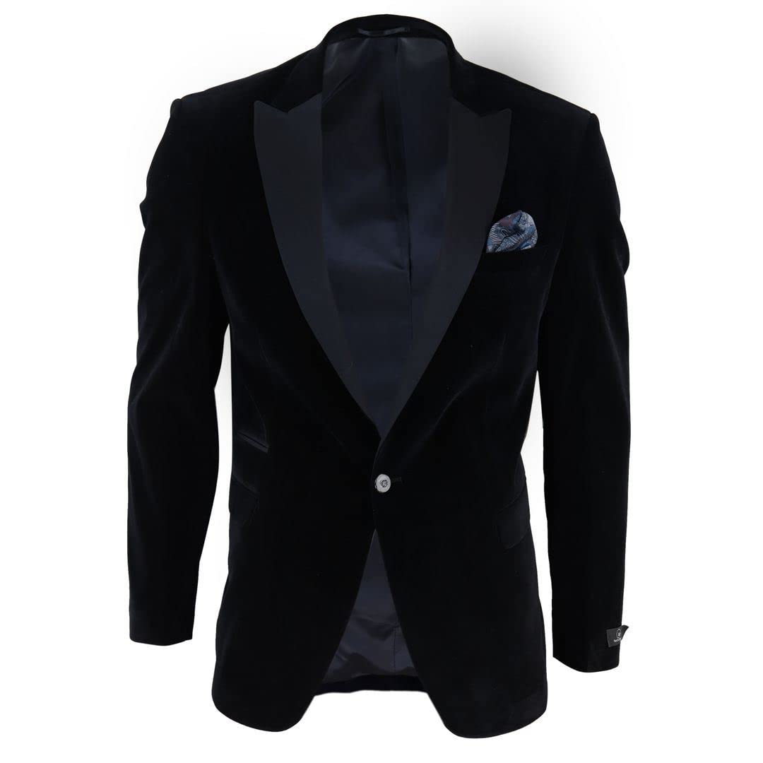 TruClothing Velvet Tuxedo Blazer - Black - Men's - 36R - Regular Fit - Notch Lapel