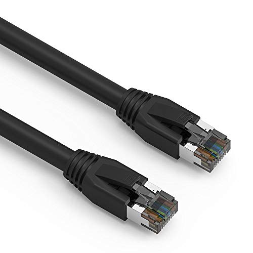 SF Cable 5ft Cat 8 Shielded (S/FTP) Network Ethernet Booted Cable, RJ45 Plug, 4-Pair 24AWG Stranded Pure Copper, Upto 2GHz Bandwidth - Black