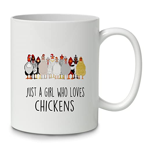 DOTAIN Funny Farmhouse Just a Girl Who Loves Chickens 11oz Coffee Mug Ceramic CupDouble Side PrintedChicken Themed Mug Gifts For The Chicken Lover Owner Teen Girl Girls