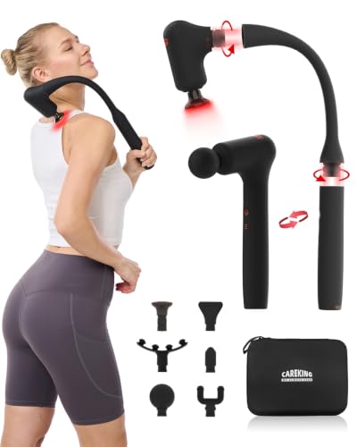 CAREKING Upgraded 2-in-1 Massage Gun with Heat, Pain Relief Deep Tissue Back and Neck Massager with Extension Handle, Handheld Muscle Massage Gun for Back, Shoulder, Arm,Thigh, FSA-HSA Eligible