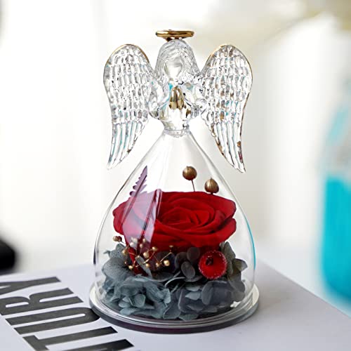Yamonic Mothers Day Mom Gifts, Angel Figurines With Real Rose Gifts For Her Mom Grandma,Rose Flower In Glass Angel Figurines For Mothers Day Anniversary Birthday Gifts For Her #TOP4