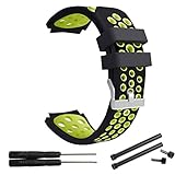 Abanen for Forerunner 935/945 Watch Band,22mm Soft Silicone Water-Resistance Holes Watch Strap with Watch Lugs Connectors for Garmin Fenix 5/5 Plus,Forerunner 935/945 (Black-Green)