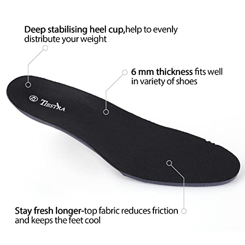 Image of TIESTRA Insoles for Womens Memory Foam Shoe Inserts,Replacement Insoles for Work Boot Running Shoes-Shock Absorption and Cushion for Feet Relief,Comfort Inner Soles for Everyday Use Black 40Eu /US9