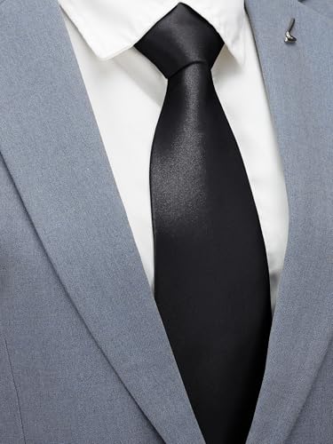 Forony Solid Ties for Men with Pocket Square Sets Mens Necktie Ties Formal Tuxedo Wedding - Image 3