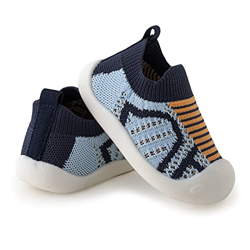 Image of BAOFENGYU Baby First-Walking Shoes Slip-On Toddler Shoes Non-Skid Infant Sneakers Breathable Cotton Elastic Socks Shoes with Memory Insole for kids Indoor Outdoor Unisex