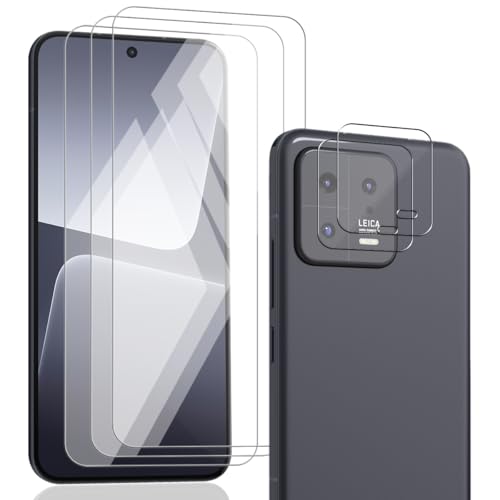 Zerrshoo für Xiaomi 13 für Panzerglas, mit 3 Stück Schutzfolie und 2 Stück Kameraschutz, Leicht Anzubringen, 9H Kratzfes...