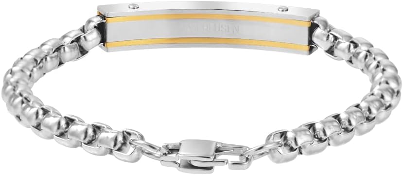 Van Heusen Men 's Stainless Steel Box Chain ID Bracelet - Image 2