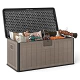 GOPLUS 378 L Gartenbox, Auflagenbox wasserdicht, Aufbewahrungsbox mit abschließbarem Deckel &...