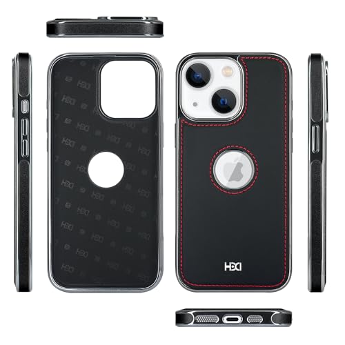 Image of BOUNCEBACK Vegan Leather Logo Cut Electroplated Back Case /Cover for iPhone 13 & iPhone 14 - Sporty Black