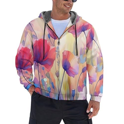 Veste polaire pour homme imprimé jardin veste chaude à capuche zippée confortable du S au 6XL