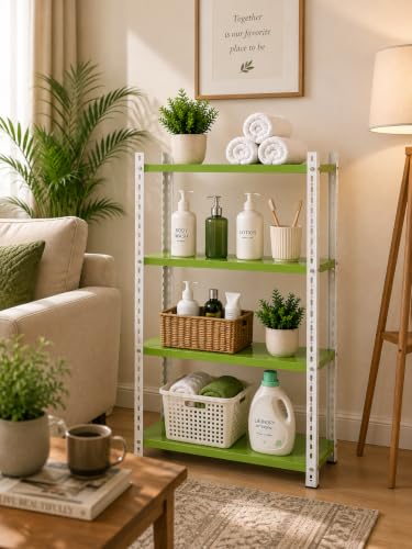 Image of Perfect Rack 4 Shelf Multipurpose Steel Storage Rack for Home, Kitchen, Bedroom, Office & Store | Heavy Duty Metal Shelving Unit | 36 Inch Height x 24 Inch Length x 12 Inch Widthcover (pista white)