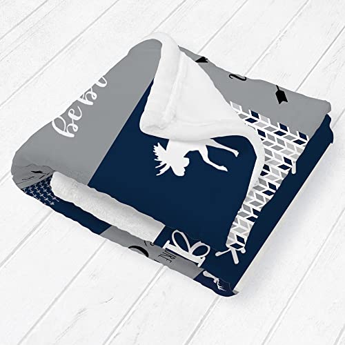 Woodland Personalized Baby Blanket - Personalized Baby Blankets For Boys-Custom Baby Blankets For Boys - Deer Baby Blanket- Woodland Nursery Décor - Baby Blankets For Boys Personalized (Blue Woodland) #TOP3