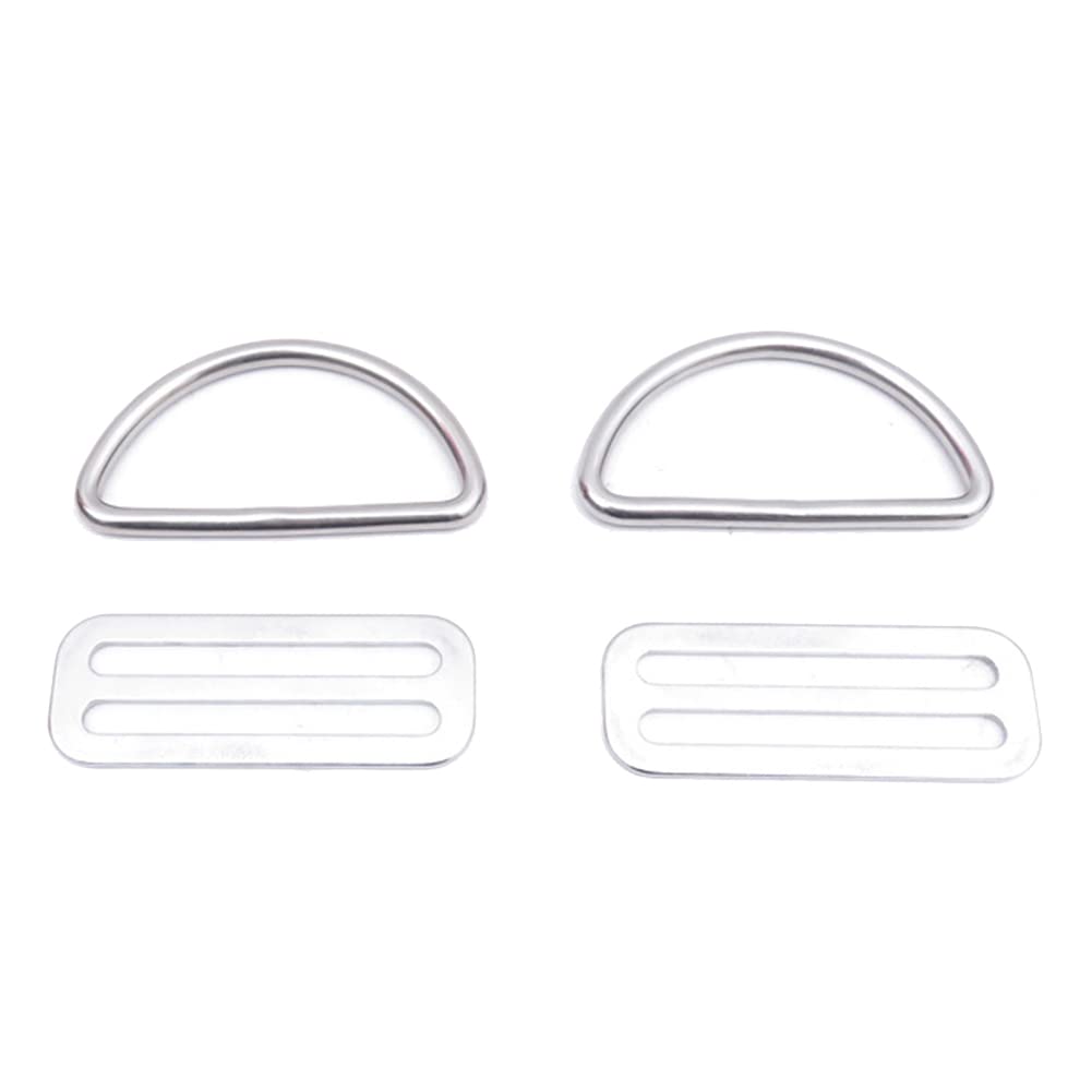 Jkjhbhged 1 Set Webbing Strap Keeper D Ring Buckle Stainless Steel Scuba Diving Belt with BCD Accessories, silver