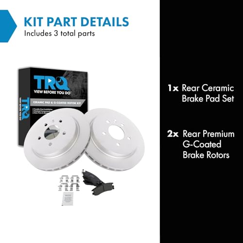 Image of TRQ Rear Brake Pad and Rotor Set Ceramic Coated Rotors Compatible with 2003-2004 Cadillac Seville