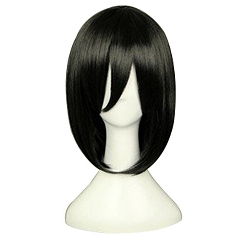 TopWigy 14" 40Cm Unisex Straight Fiber Cosplay Costume Short Black Hair Wig Full Bob style with Wig Cap