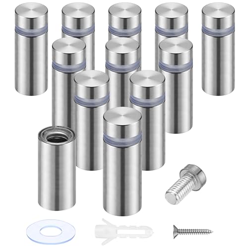 Image of Pelopy 12 Pcs Sign Standoff Screws Advertising Screws Stainless Steel Wall Standoff Mounts Glass Acrylic Nail (1 /2 x 1-3 /16 Inch)