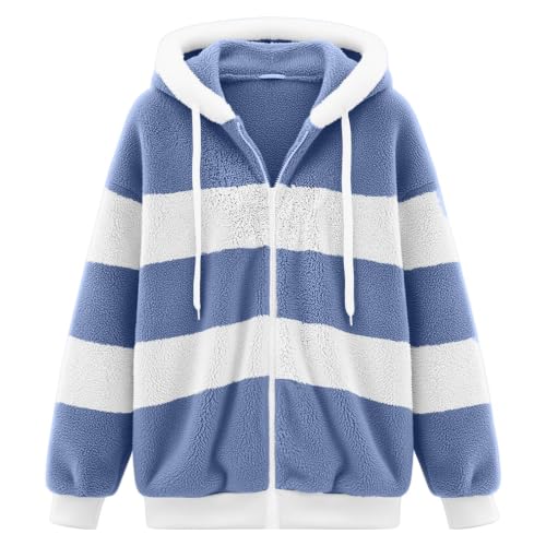 CHENXDZHAO Zip Up Hoodie Women,Womens Fleece Jacket Plus Size Long Sleeve Full Zip Up Hooded Sweatshirt 2026 Trendy Casual Warm Fall Winter Coat,Blue,L - image 4