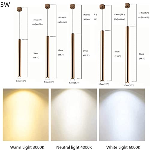 Lámpara colgante de tubo para comedor y cocina iluminación cilíndrica de techo 5