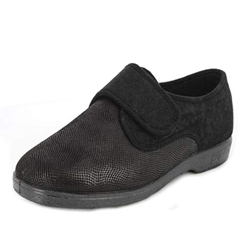 Zapatilla abotinada Mujer Calle DOCTOR CUTILLAS, en paño Color Negro combinada Pala Licra elástica con Cierre de Velcro,Piso bajo Goma Antideslizante - 598-342 (37 EU, Negro)