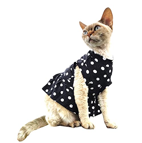Kotomoda Cat's T-shirt Polka dot dress for Sphynx and naked cats (Medium) - Image 3