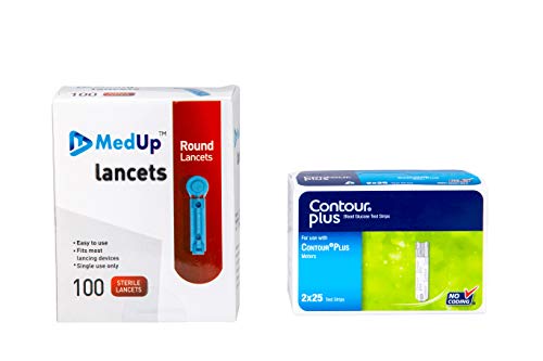 MedUp 100 Round Lancets with 50 Contour strips (No Glucometer)