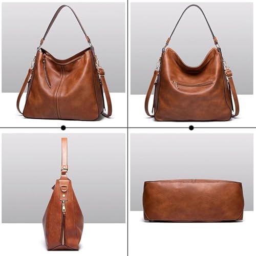 Image of ITALISH Brown Hobo Shoulder Handbag for Women in Faux Leather 39 x 33 x 13 cm