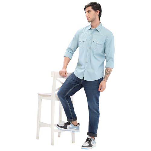 Image of Spykar Men's Slim Fit N /A Full Sleeve Solid Casual Shirts