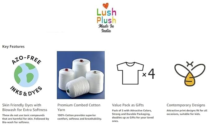 Image of Lush Plush Boys Cotton Full Sleeves Printed T-Shirt (Multicolor) Combo Pack