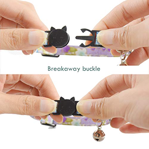 Image of Breakaway Cat Collars with Bell, Set of 3, Durable & Safe Cute Kitten Collars Safety Adjustable Kitty Collar for Cat Puppy 7.5-11in (Purple,Red,Blue1)