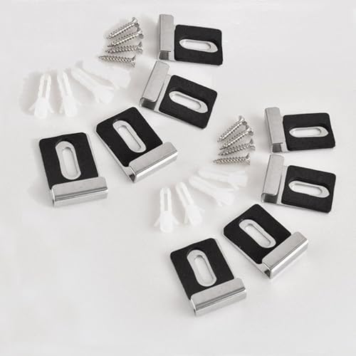 Image of 8-Pack Metal Mirror Clip,Wall Mounting Mirror Holder with Screw Rubber Pad,Heavy Duty Hanger Hook for Photo Frame Display,Mirror,Billboard (Silver)