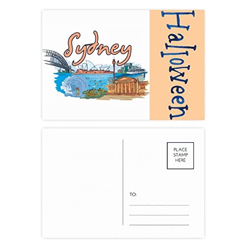 Cartes postales d'Australie aquarelle Sydney Opera pour Halloween x20