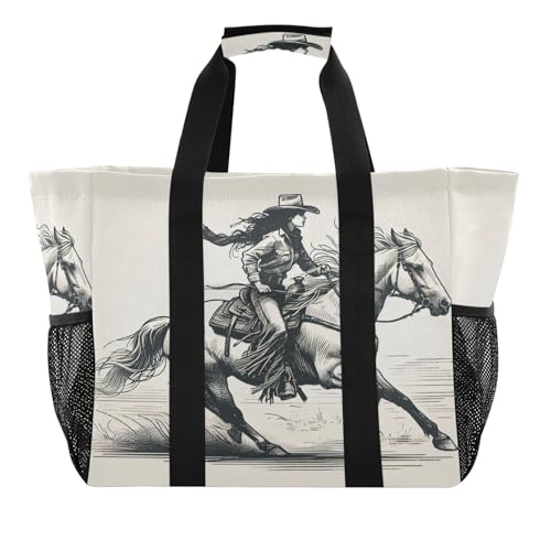 Vintage Cowgirl Large Beach Bag Waterproof Beach Tote Bags for Women Travel Gym Pool