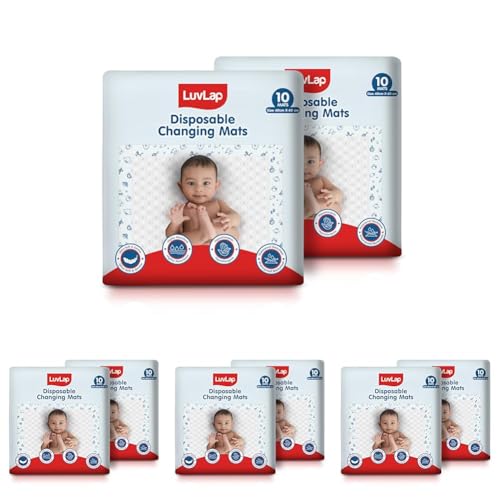 Image of LuvLap Disposable Baby Underpad cum Changing Mats, 20 Count 60x60 CM Waterproof Pads for baby, Breathable Underpads act as 100% Water Proof Bed Protector, Non Slip Backsheet, Hypoallergenic