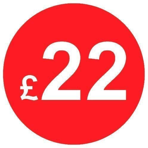 Pack of 500-20mm Price Stickers - Choose from 10p to £15 - Bright Red - Many Prices to Choose from (£22 - Red)