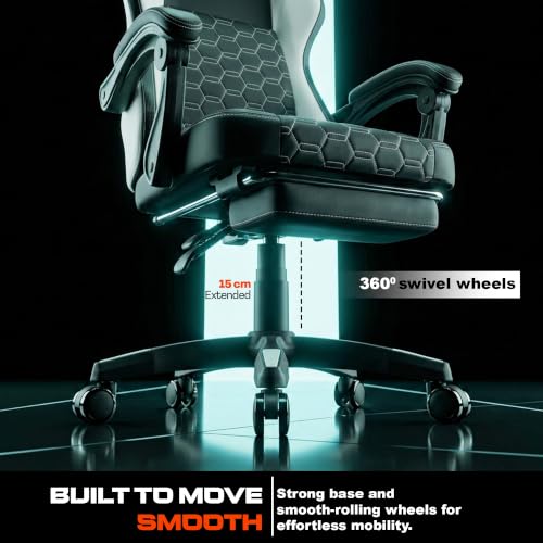 Image of DROGO Pulse Ergonomic Gaming Chair | High Back Office Computer Chair with Premium PU Leather, Adjustable Height & Linkage Armrest | Lumbar Support, 165 Recliner & Footrest | 1 Yr Warranty (White)
