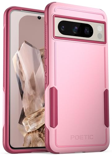 Coque Pixel 8 Pro robuste double couche silicone rigide antichoc légère rose