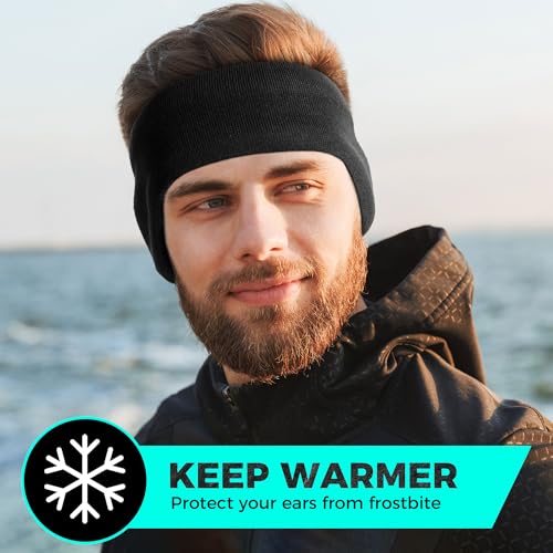 WTACTFUL Doppelschicht Fleece Stirnband Sport Ohrenwärmer für Damen Herren Winter Warme Windstopper Sportstirnband laufstirnband für Joggen Laufen Wandern Fahrrad und fahrradhelm, 2 Stück Schwarz