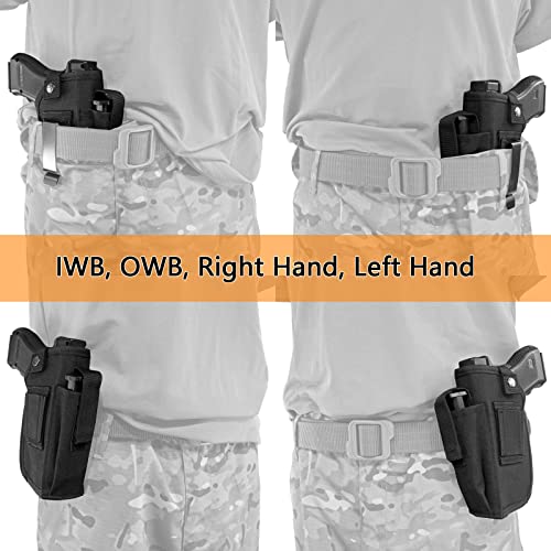 Depring Concealed Carry Holster With Mag Pouch Universal Fits Handgun With Laser Or Light Attachment Iwb Owb Car Ambidextrous Gun Holster With 2 Straps Black #TOP4