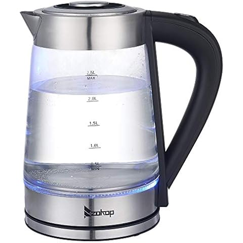 Bonnlo 2.5L Multi-Use Electric Glass Kettle, 2000W Electric Kettle Rapid Boiler Hot Water Kettle w/Automatic Shut Off, Boil Dry Protection & LED Lighting for Tea, Coffee, Soup and More Cover