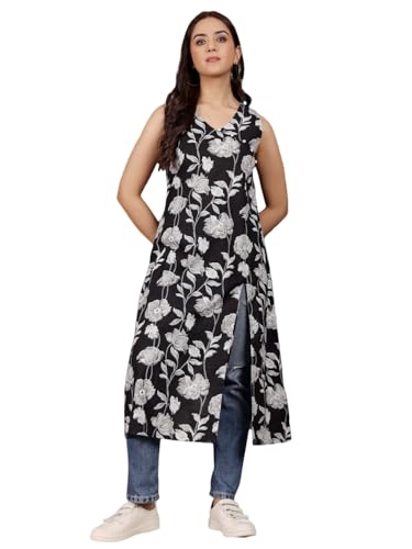Kurta floral Varanga noir parfait pour vos sorties d'été en taille M