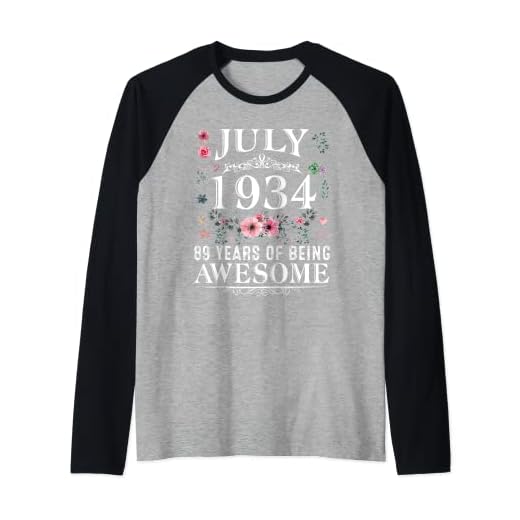 89 años de edad, hecho en julio de 1934, regalo de cumpleaños para mujer Camiseta Manga Raglan