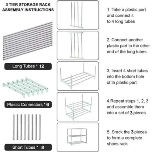Image of NILUX Adjustable Multipurpose Plastic Bookshelf and Storage Rack for Home, Office, Library, and Study Room Organization (White, Medium, 3)