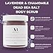 Amira Beauty Dead Sea Salt Body Scrub | Lavender & Chamomile | Foaming Shower Scrub with Organic Essential Oils | Exfoliates and Moisturizes Skin | 7 OZ