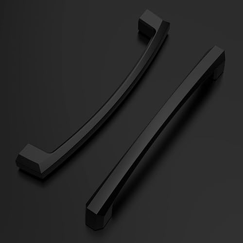 Miniatura 2 de Amerdeco Paquete de 10 tiradores de gabinete negro mate de 4 pulgadas (4.016 in) con agujeros centrales para gabinetes de cocina, manijas de cocina