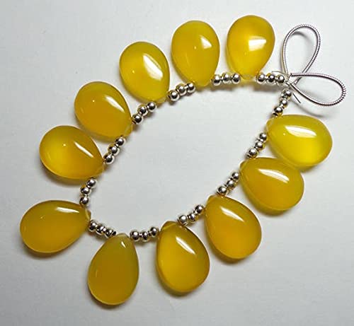 Chalcédoine jaune en gouttes 18x13mm pour boucles d'oreilles d'été