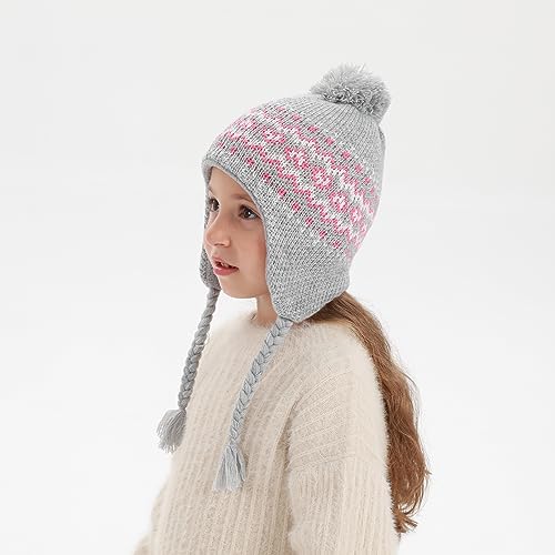 Image of Kids Winter Beanie Hat Mittens Set Warm Fleece Hat Baby Toddler Knitted Hat & Gloves for Boys, Girls