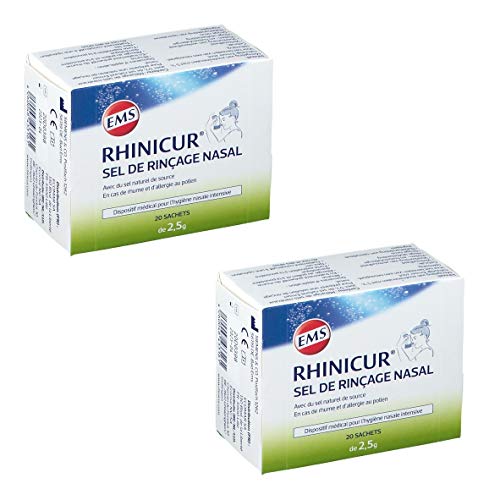 RHINICUR - Sel de Rinçage contenant un mélange de sels minéraux avec 5% de sel naturel d'Ems 2 Boites de 20 sachets de Sel de Rinçage RHINICUR (2)